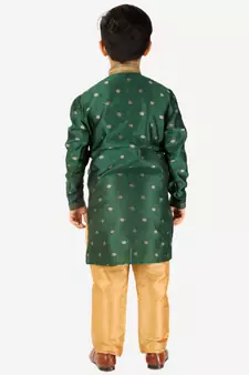Green Stripes SIlk Jacquard Kurta Pajama Set // Traditional Wear