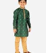 Green Stripes SIlk Jacquard Kurta Pajama Set // Traditional Wear