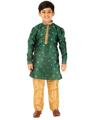 Green Stripes SIlk Jacquard Kurta Pajama Set // Traditional Wear 5