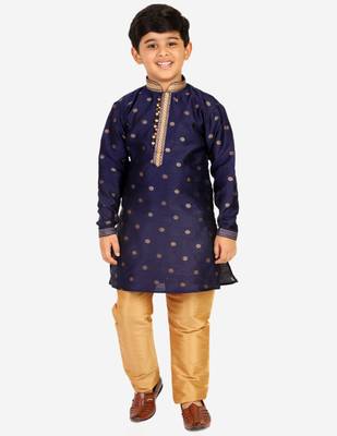 Navy Blue Stripes SIlk Jacquard Kurta Pajama Set // Traditional Wear 4