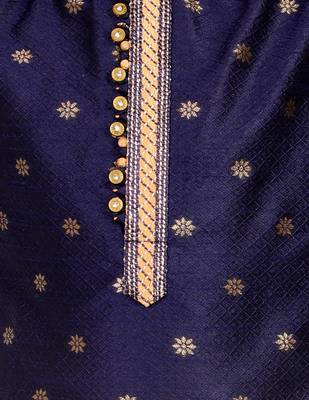 Navy Blue Stripes SIlk Jacquard Kurta Pajama Set // Traditional Wear 5