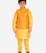 Yellow Stripes SIlk Jacquard Kurta Pajama Set // Traditional Wear