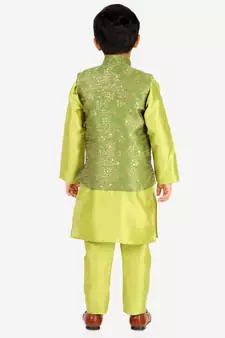 Green Stripes SIlk Jacquard Kurta Pajama Set // Traditional Wear