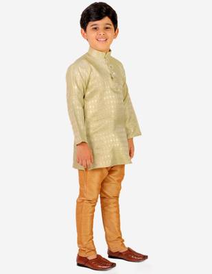 Lemon Stripes Cotton Jacquard Kurta Pajama Set // Traditional Wear 1