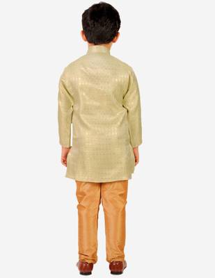 Lemon Stripes Cotton Jacquard Kurta Pajama Set // Traditional Wear 2