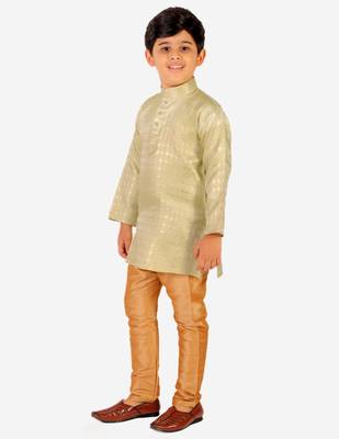 Lemon Stripes Cotton Jacquard Kurta Pajama Set // Traditional Wear 4