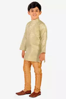 Lemon Stripes Cotton Jacquard Kurta Pajama Set // Traditional Wear