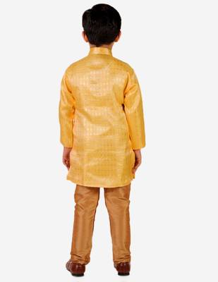 Yellow Stripes Cotton Jacquard Kurta Pajama Set // Traditional Wear 2