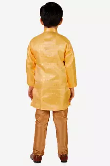 Yellow Stripes Cotton Jacquard Kurta Pajama Set // Traditional Wear