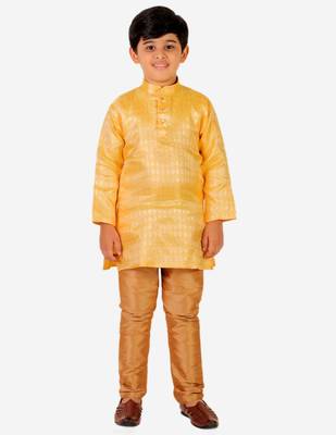 Yellow Stripes Cotton Jacquard Kurta Pajama Set // Traditional Wear 3