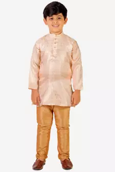 Cream Stripes Cotton Jacquard Kurta Pajama Set // Traditional Wear