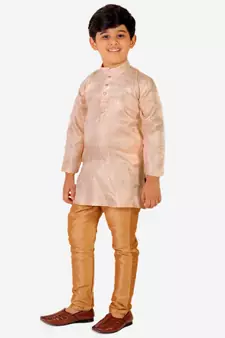 Cream Stripes Cotton Jacquard Kurta Pajama Set // Traditional Wear