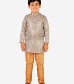 Grey Stripes Cotton Jacquard Kurta Pajama Set // Traditional Wear