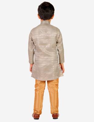 Grey Stripes Cotton Jacquard Kurta Pajama Set // Traditional Wear 4