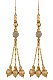 Styylo Fashion Gold Plated with Pearl Red Bridal Lehenga and Saree Fancy And Beautiful Latkan (Set of 2)