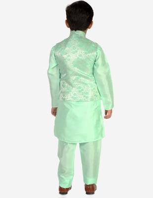 Green Stripes SIlk Jacquard Kurta Pajama Set // Traditional Wear 2