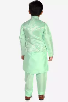 Green Stripes SIlk Jacquard Kurta Pajama Set // Traditional Wear