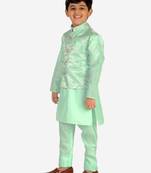 Green Stripes SIlk Jacquard Kurta Pajama Set // Traditional Wear