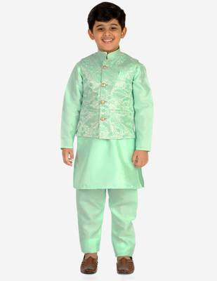Green Stripes SIlk Jacquard Kurta Pajama Set // Traditional Wear 4