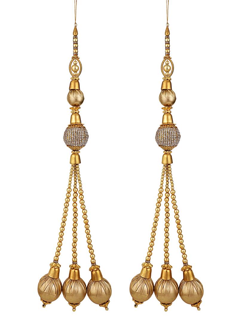 Styylo Fashion Gold Plated with Pearl Red Bridal Lehenga and Saree Fancy And Beautiful Latkan (Set of 2)