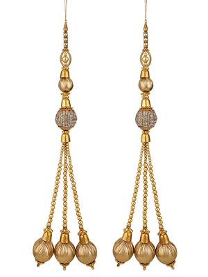 Styylo Fashion Gold Plated with Pearl Red Bridal Lehenga and Saree Fancy And Beautiful Latkan (Set of 2) 7