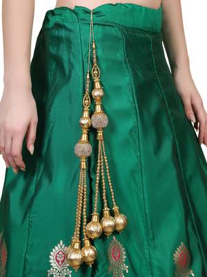 Styylo Fashion Gold Plated with Pearl Red Bridal Lehenga and Saree Fancy And Beautiful Latkan (Set of 2) 9