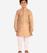 Brown Stripes SIlk Jacquard Kurta Pajama Set // Traditional Wear