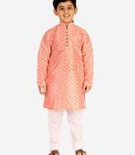 Pink Stripes SIlk Jacquard Kurta Pajama Set // Traditional Wear