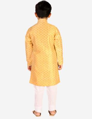 Yellow Stripes SIlk Jacquard Kurta Pajama Set // Traditional Wear 2