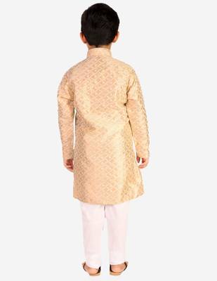 Cream Stripes SIlk Jacquard Kurta Pajama Set // Traditional Wear 2