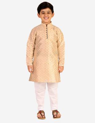 Cream Stripes SIlk Jacquard Kurta Pajama Set // Traditional Wear 1