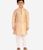 Cream Stripes SIlk Jacquard Kurta Pajama Set // Traditional Wear
