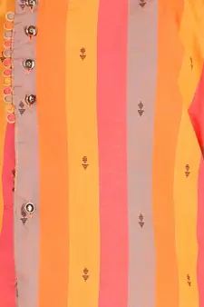 Orange Stripes Cotton Jacquard Kurta Pajama Set // Traditional Wear