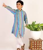 Green Stripes Cotton Jacquard Kurta Pajama Set // Traditional Wear