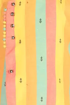 Yellow Stripes Cotton Jacquard Kurta Pajama Set // Traditional Wear
