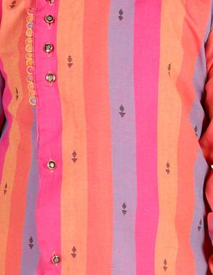 Pink Stripes Cotton Jacquard Kurta Pajama Set // Traditional Wear 2