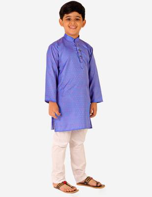 Blue Stripes SIlk Jacquard Kurta Pajama Set // Traditional Wear 1
