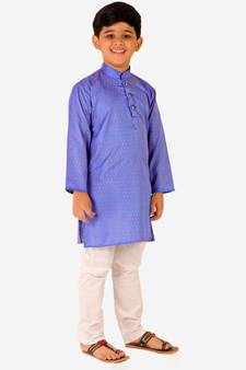 Blue Stripes SIlk Jacquard Kurta Pajama Set // Traditional Wear