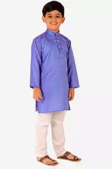 Blue Stripes SIlk Jacquard Kurta Pajama Set // Traditional Wear