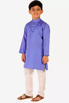 Blue Stripes SIlk Jacquard Kurta Pajama Set // Traditional Wear