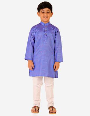Blue Stripes SIlk Jacquard Kurta Pajama Set // Traditional Wear 3