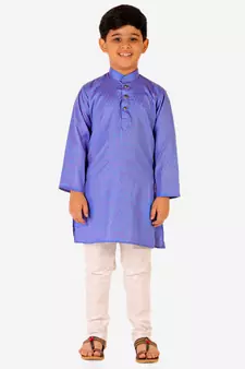 Blue Stripes SIlk Jacquard Kurta Pajama Set // Traditional Wear
