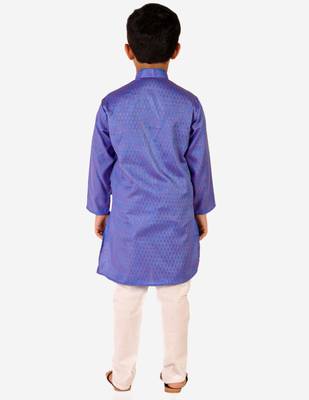 Blue Stripes SIlk Jacquard Kurta Pajama Set // Traditional Wear 4