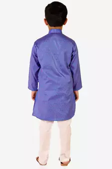 Blue Stripes SIlk Jacquard Kurta Pajama Set // Traditional Wear