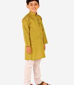 Green Stripes SIlk Jacquard Kurta Pajama Set // Traditional Wear
