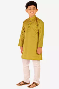Green Stripes SIlk Jacquard Kurta Pajama Set // Traditional Wear