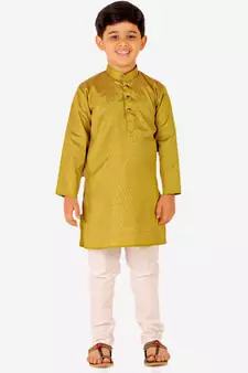 Green Stripes SIlk Jacquard Kurta Pajama Set // Traditional Wear