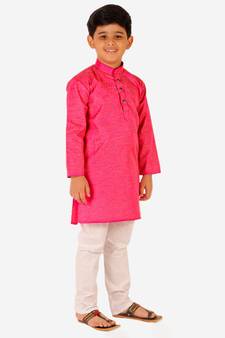 Pink Stripes SIlk Jacquard Kurta Pajama Set // Traditional Wear