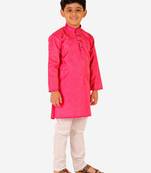 Pink Stripes SIlk Jacquard Kurta Pajama Set // Traditional Wear