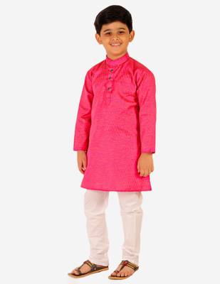 Pink Stripes SIlk Jacquard Kurta Pajama Set // Traditional Wear 2